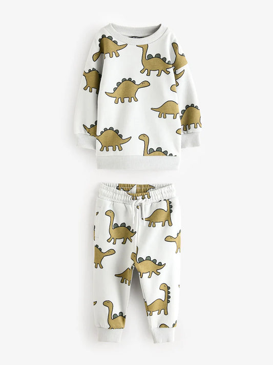 Mineral Blue Dinosaurs All-Over Print Character Sweatshirt and Joggers Set