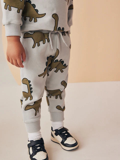 Mineral Blue Dinosaurs All-Over Print Character Sweatshirt and Joggers Set