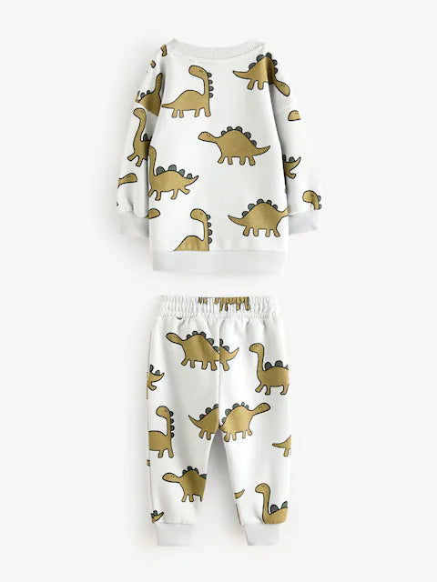Mineral Blue Dinosaurs All-Over Print Character Sweatshirt and Joggers Set