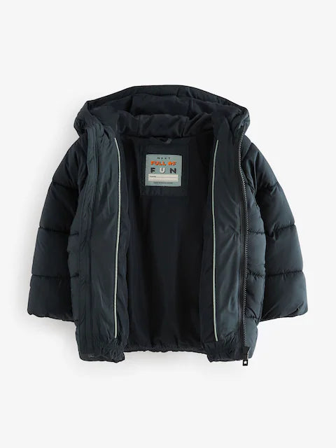 Charcoal Grey Shower Resistant Padded Puffer Coat