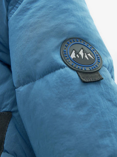 Blue Borg Fleece Lined Shower Resistant Hooded Padded Coat