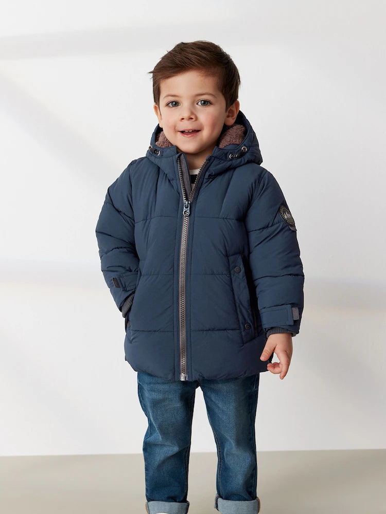 Navy Borg Lined Jacket.