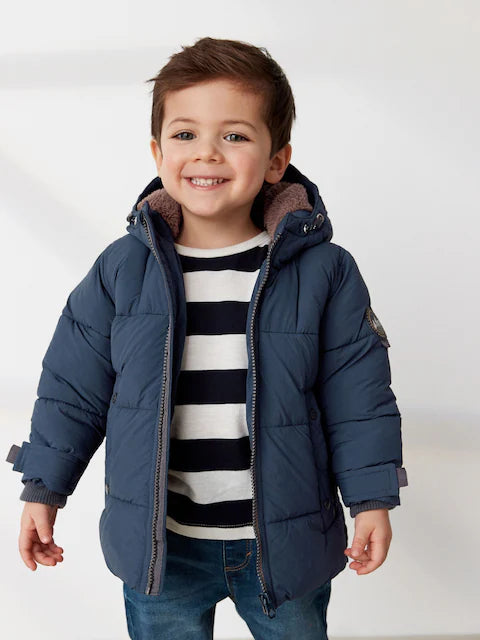 Navy Borg Lined Jacket.