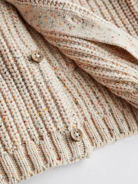 Oatmeal Chunky Knitted Embroidered Baby Cardigan