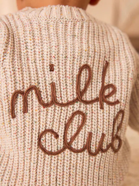 Oatmeal Chunky Knitted Embroidered Baby Cardigan