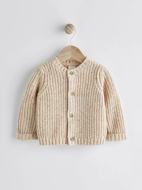 Oatmeal Chunky Knitted Embroidered Baby Cardigan