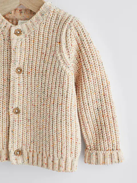 Oatmeal Chunky Knitted Embroidered Baby Cardigan