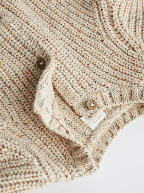 Oatmeal Chunky Knitted Embroidered Baby Cardigan