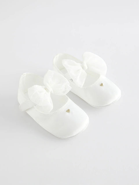 White Bow Occasion Baby Shoes