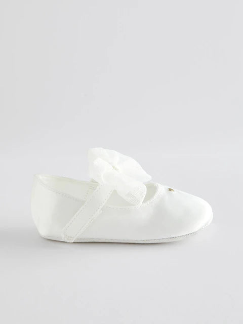 White Bow Occasion Baby Shoes