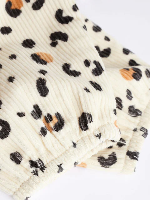 Cream/ Tan Brown Leopard Print Baby Corduroy Romper