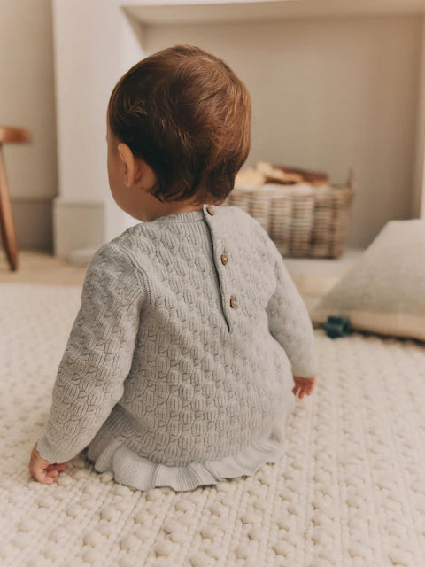 Grey 3D Bows Baby Knitted Jumper And Leggings Set