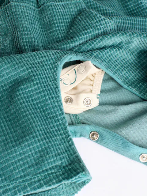 Green Farm Baby Waffle Corduroy Dungaree and Bodysuit Set