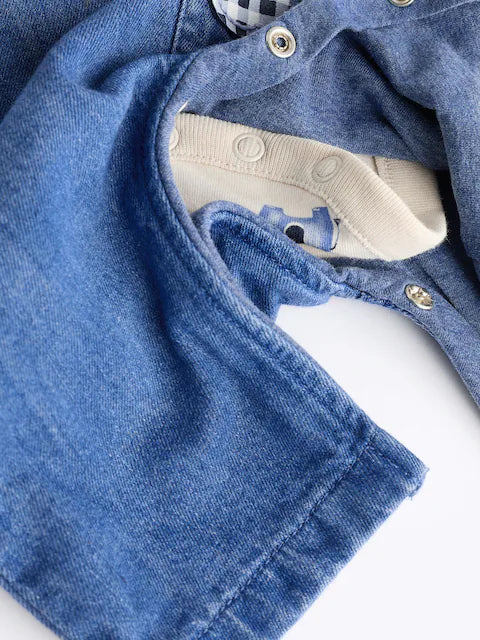 Blue Elephant Baby Denim Dungarees and Bodysuit Set