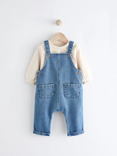 Blue Baby Denim Dungarees and Bodysuit Set