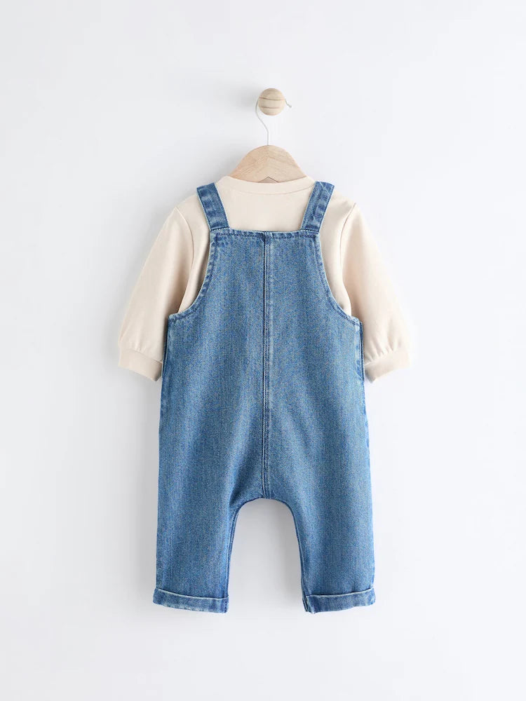Blue Baby Denim Dungarees and Bodysuit Set