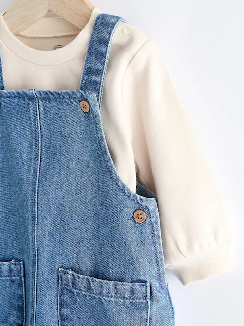 Blue Baby Denim Dungarees and Bodysuit Set
