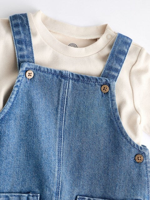 Blue Baby Denim Dungarees and Bodysuit Set