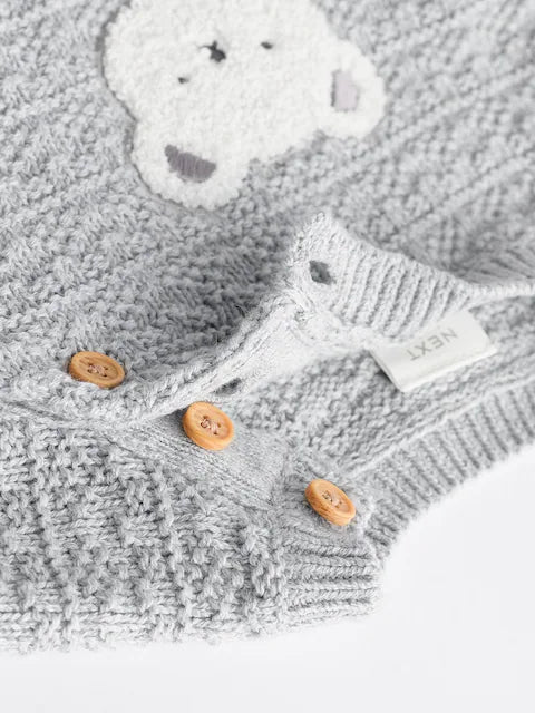 Grey Bear Baby Knitted Top and Leggings Set