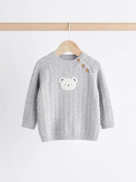 Grey Bear Baby Knitted Top and Leggings Set