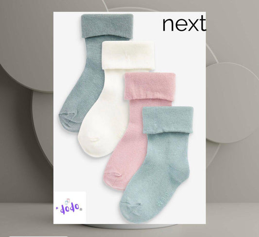 Green white socks pack of 4