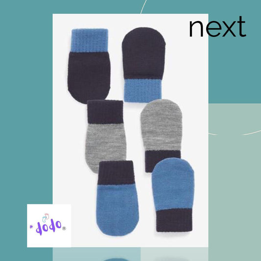 Blue grey Mittens pack of 3.