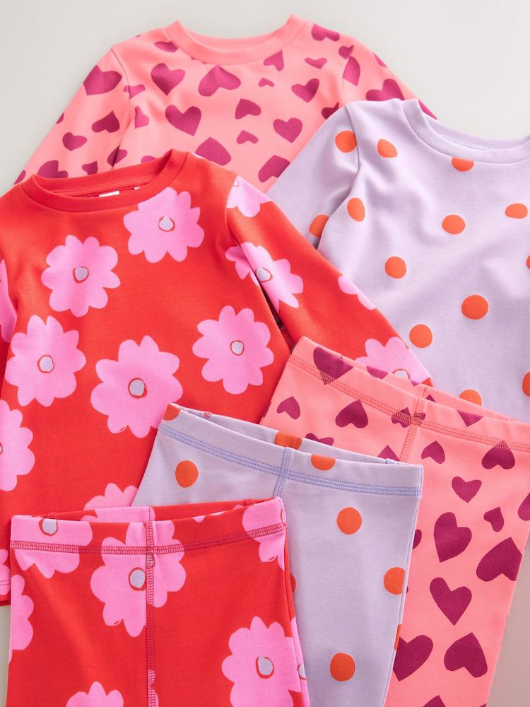 Red/Pink Floral pyjamas 3 Pack