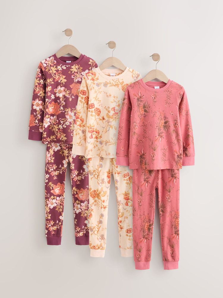 Pink/Purple/Cream Pyjamas 3 Pack