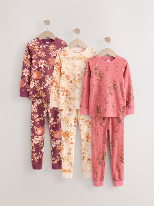 Pink/Purple/Cream Pyjamas 3 Pack