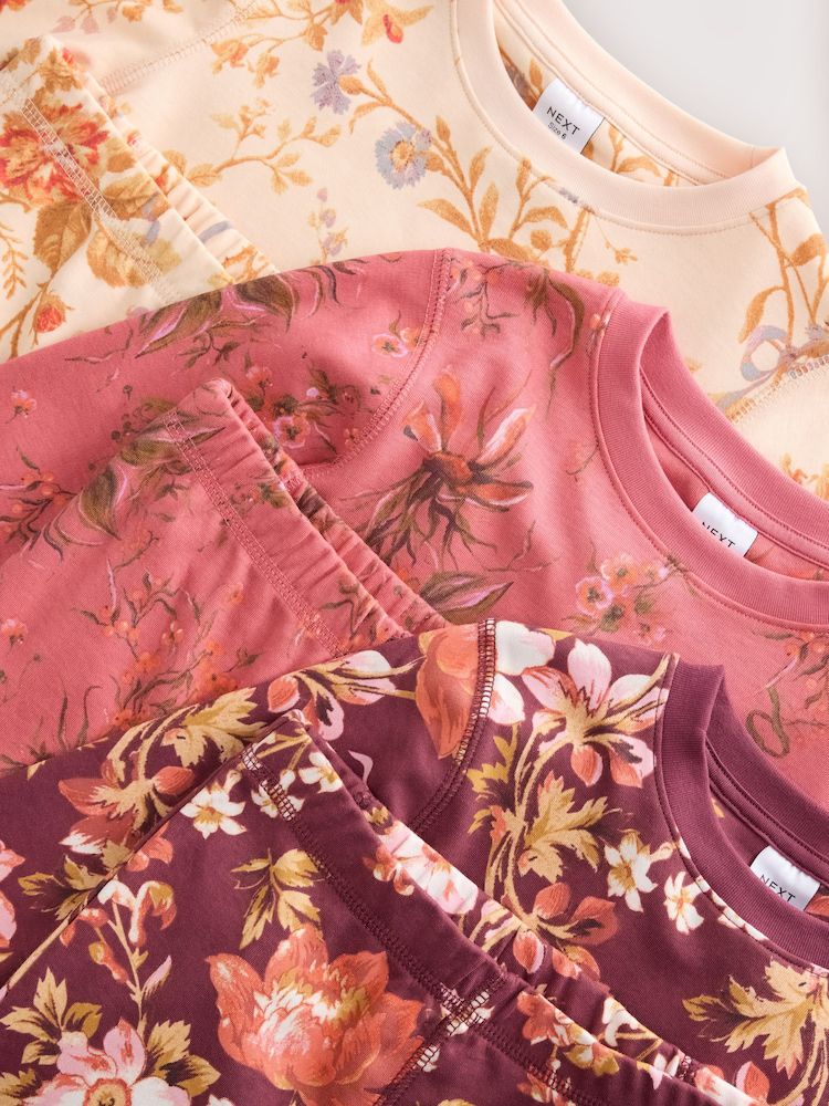 Pink/Purple/Cream Pyjamas 3 Pack