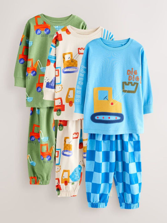 Green/Blue oversize Pyjamas 3 Pack