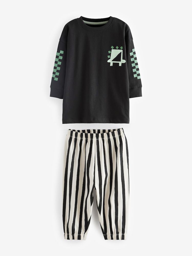 Green/Black.Rust Checkboard oversized pyjamas 3 pack