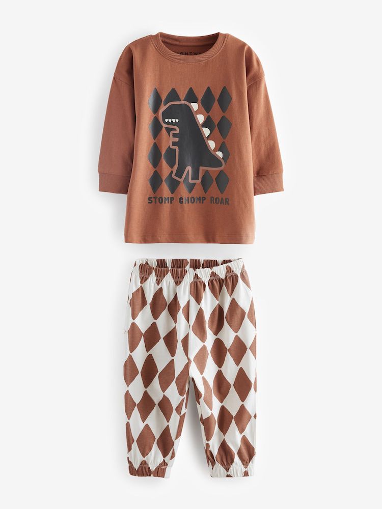 Green/Black.Rust Checkboard oversized pyjamas 3 pack