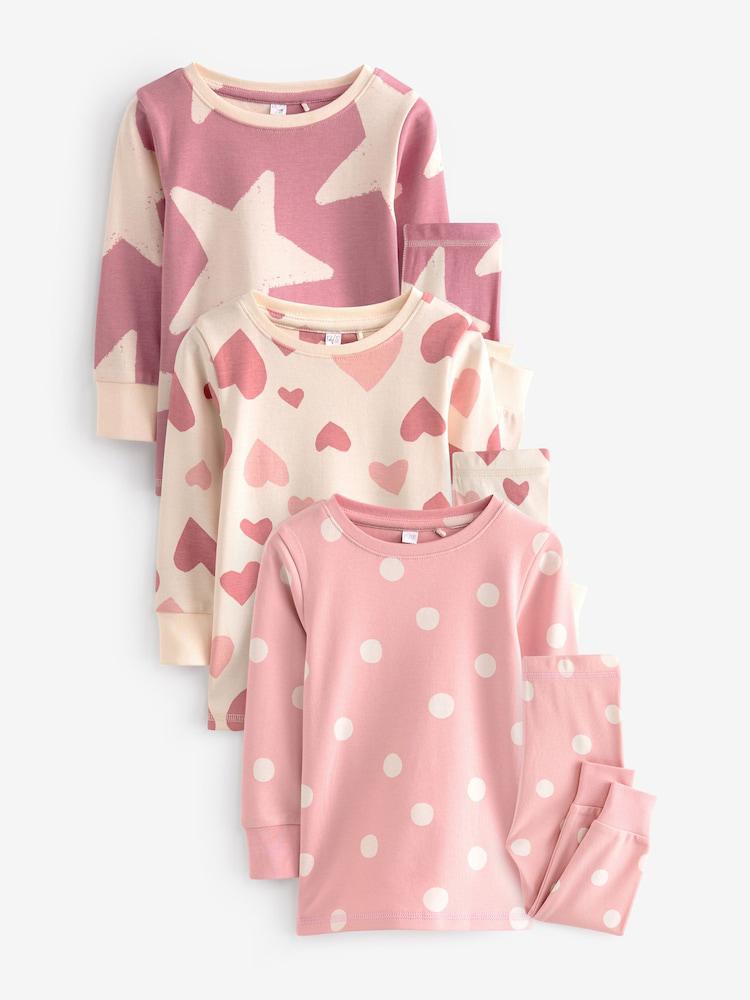 Pink Hearts/Star Pyjamas 3 Pack