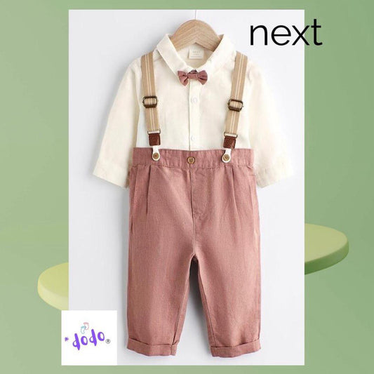 Rust Trousers, Bodysuit, Braces with Bow Smart Occasion wear 4 Pc Set