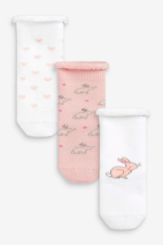 Pink white socks pack of 3.