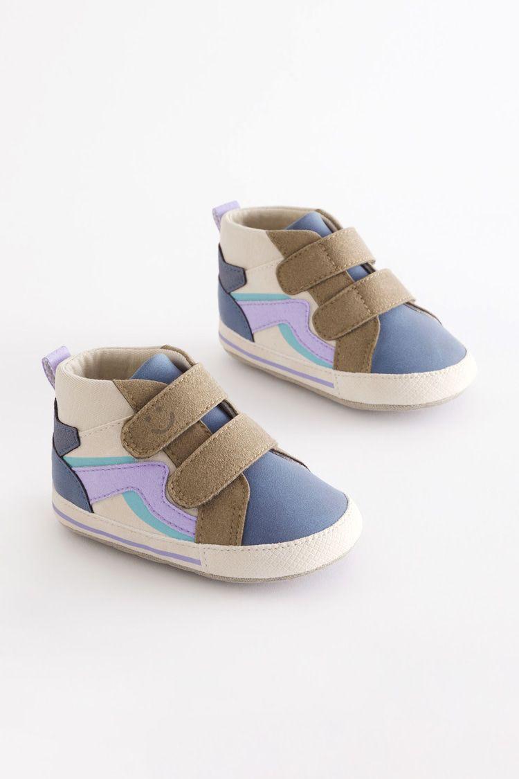 Blue, Cream, Brown Multi Color Shoes.