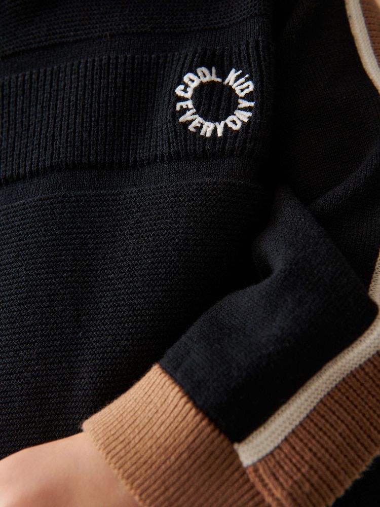 Black/Brown Knitted Hoodie & Joggers Set